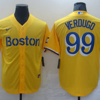 Men's Boston Red Sox Alex Verdugo #99 Yellow Replica Baseball Jersey1
