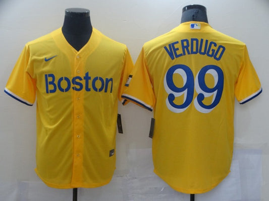 Men's Boston Red Sox Alex Verdugo #99 Yellow Replica Baseball Jersey1