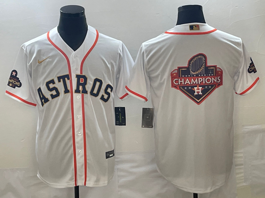 Men's Houston Astros White 2023 Gold Collection Replica Player Jersey1