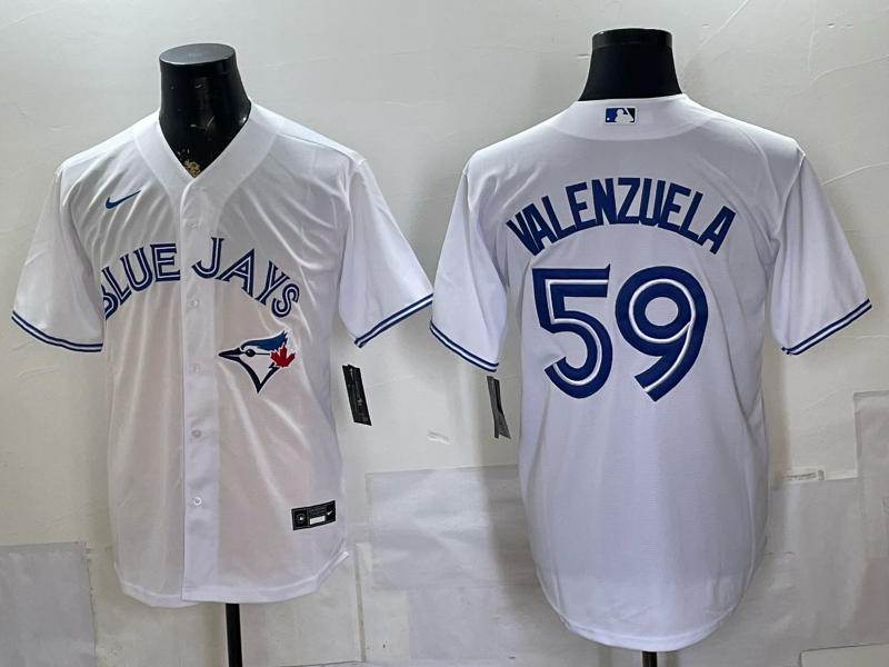 Men's Toronto Blue Jays Brandon Valenzuela #59 White Home Replica Jersey