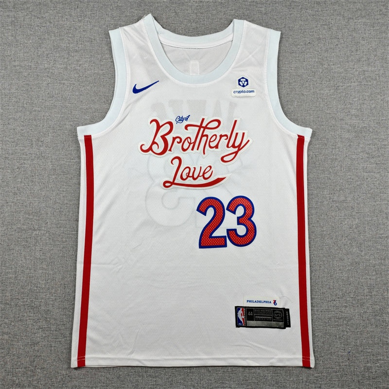 Men's Philadelphia 76ers LeBron James #23 White 2022/23 Swingman Jersey - City Edition