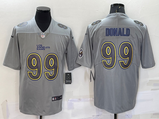 Men's Los Angeles Rams Aaron Donald #99 Gray Atmosphere Fashion Game Jersey1
