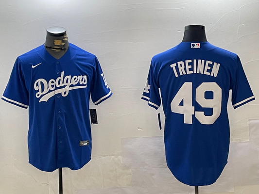 Men's Los Angeles Dodgers Blake Treinen #49 Royal Replica Player Jersey1