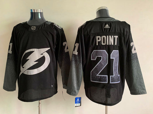 Men's Tampa Bay Lightning Brayden Point #21 Black Player Jersey1