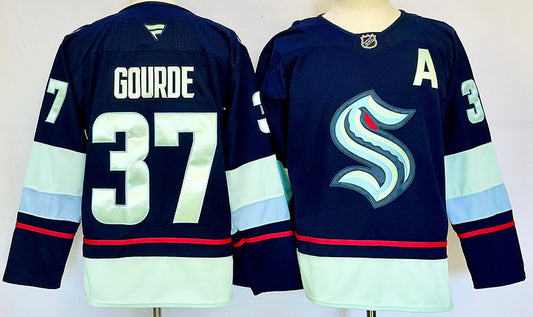 Men's Seattle Kraken Yanni Gourde #37 Fanatics Navy Player Jersey