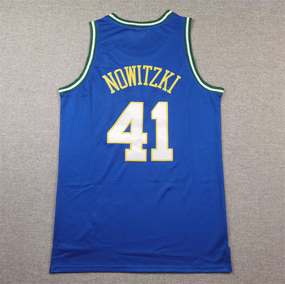 Men's Dallas Mavericks Dirk Nowitzki #41 Royal 1998-2019 Hardwood Classics Swingman Jersey1