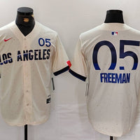 Men's Los Angeles Dodgers Freddie Freeman #5 Cream 2024 City Connect Limited Player Jersey1
