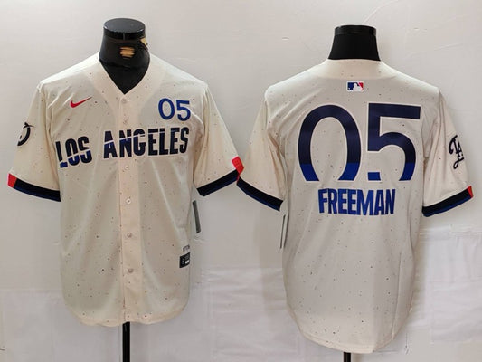 Men's Los Angeles Dodgers Freddie Freeman #5 Cream 2024 City Connect Limited Player Jersey1
