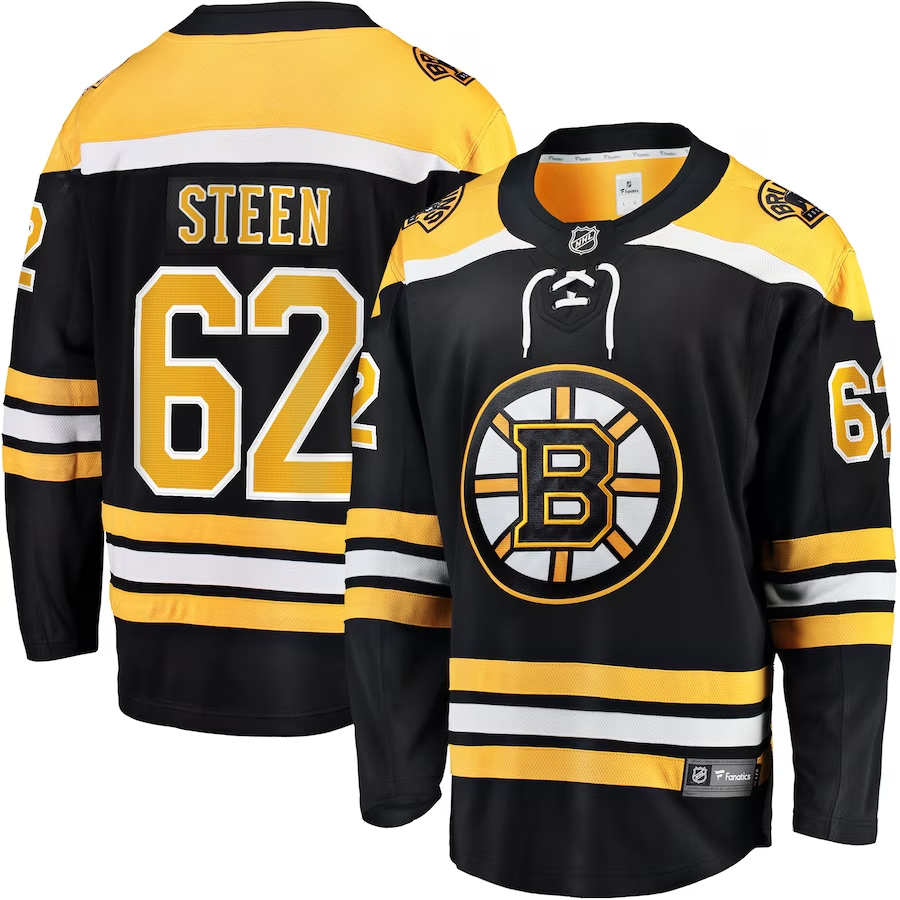 Men's Boston Bruins Oskar Steen #62 Black Player Game Jersey1