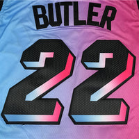 Men's Miami Heat Jimmy Butler #22 NBA Pink Blue Swingman Jersey1 - City Edition