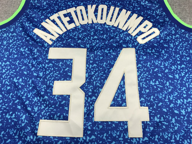 Men's Milwaukee Bucks Giannis Antetokounmpo #34 Blue 2023/24 Swingman Jersey1 - City Edition