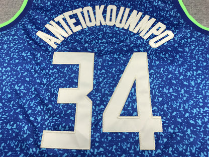 Men's Milwaukee Bucks Giannis Antetokounmpo #34 Blue 2023/24 Swingman Jersey1 - City Edition
