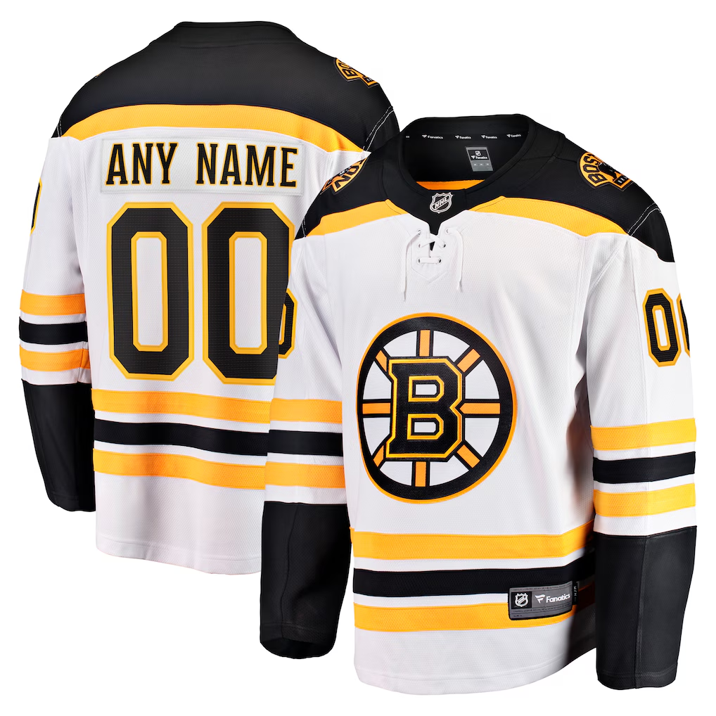 Men's Boston Bruins Fanatics White Away Breakaway Custom Jersey