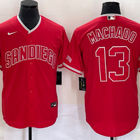 Men's San Diego Padres Manny Machado #13 Red Replica Player Jersey1