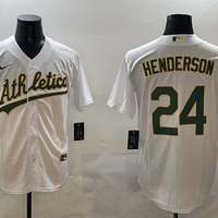Men's Oakland Athletics Rickey Henderson #24 White Replica Team Jersey1