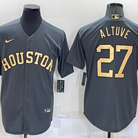 Men's Houston Astros Jose Altuve #27 Gray Stitched Jersey1