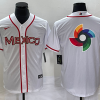 Men's 2023 World Baseball Classic Mexico White Alternate Game Jersey1