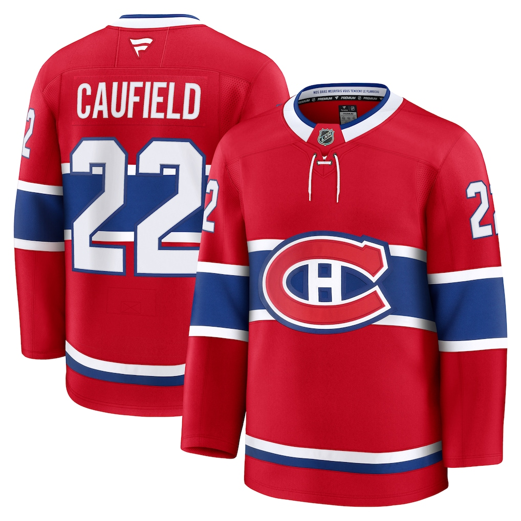 Men's Montreal Canadiens Cole Caufield #22 Fanatics Red Home Premium Jersey