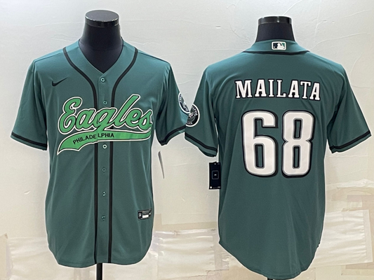 Men's Philadelphia Eagles Jordan Mailata #68 Midnight Green Game Jersey1 Joint Edition