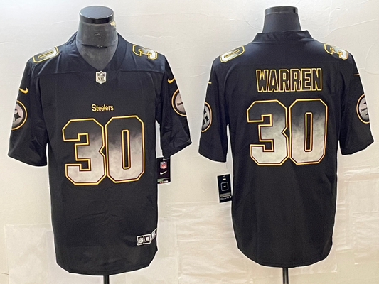 Men's Pittsburgh Steelers Jaylen Warren #30 Black Alternate Player Jersey1