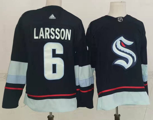 Men's Seattle Kraken Adam Larsson #6 Deep Sea Blue Home Breakaway Player Jersey1