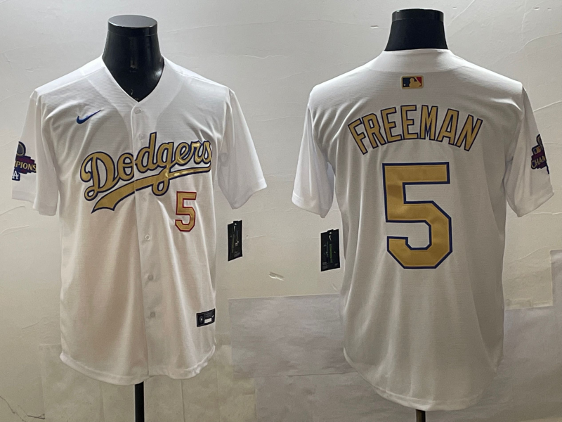 Men's Los Angeles Dodgers Freddie Freeman #5 White 2025 Gold Collection Limited Jersey1