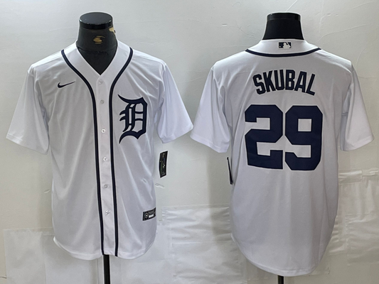 Men's Detroit Tigers Tarik Skubal #29 White Home Limited Player Jersey1