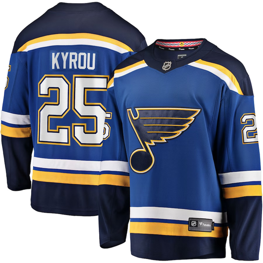 Men's St. Louis Blues Jordan Kyrou #25 Blue Home Team Breakaway Player Jersey1