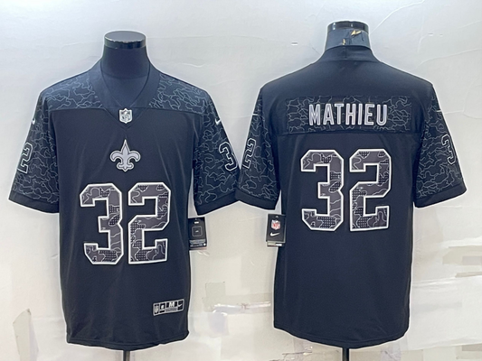 Men's New Orleans Saints Tyrann Mathieu #32 Black RFLCTV Limited Jersey1