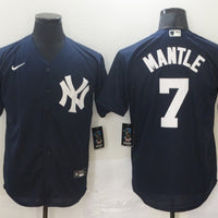 Men's New York Yankees Mickey Mantle #7 Navy Replica Baseball Jersey1