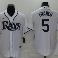 Men's Tampa Bay Rays Wander Franco #5 White Replica Baseball Jersey1