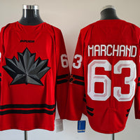 Men's Canada Hockey Brad Marchand #63 Red 2026 Winter Olympics Jersey