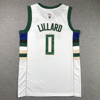 Men's Milwaukee Bucks Damian Lillard #0 White Fast Break Player Jersey1 - Association Edition