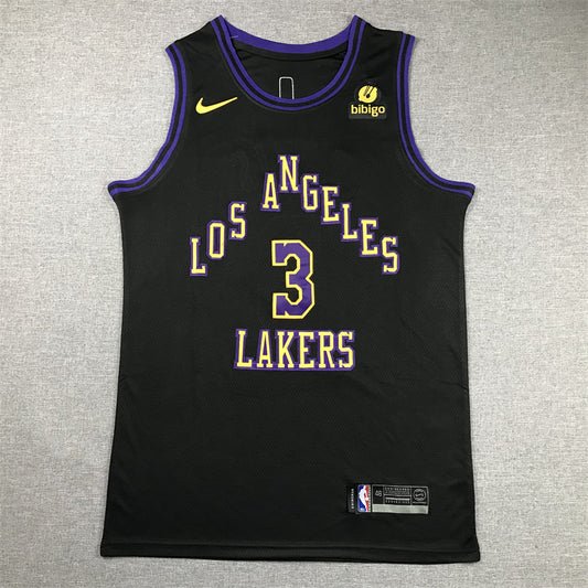Men's Los Angeles Lakers Anthony Davis #3 Black 2023/24 Swingman Jersey1 - City Edition