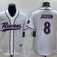 Men's Baltimore Ravens Lamar Jackson #8 White Game Jersey1 Joint Edition