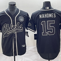 Men's Kansas City Chiefs Patrick Mahomes #15 Black Authentic Game Jersey1 Joint Edition