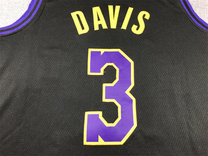 Men's Los Angeles Lakers Anthony Davis #3 Black 2023/24 Swingman Jersey1 - City Edition