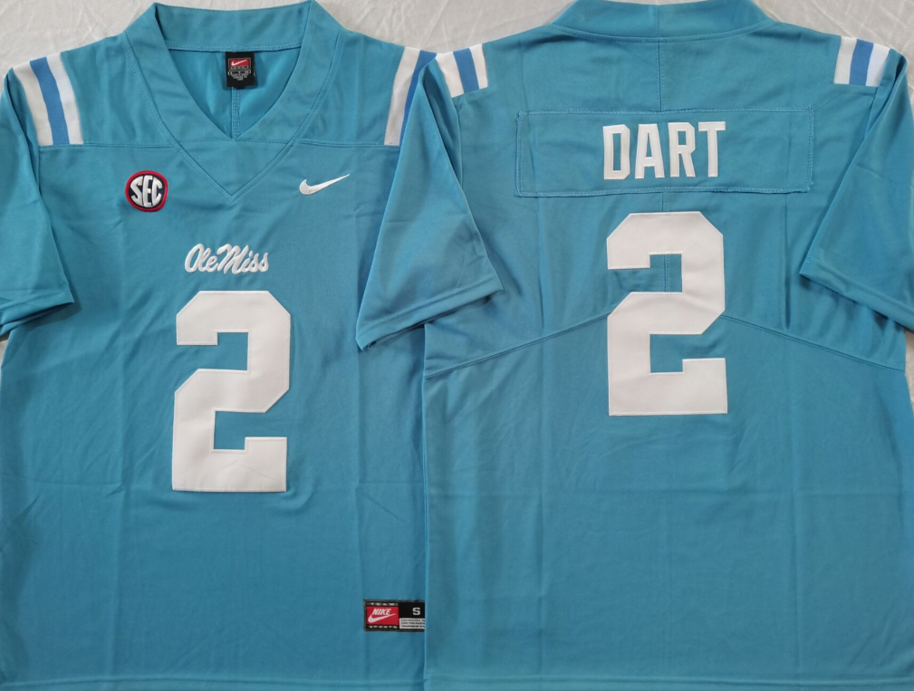 Jaxson Dart Ole Miss Rebels Blue Jersey