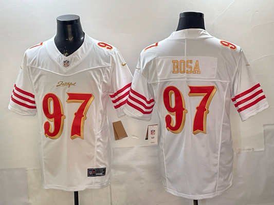 Men's San Francisco 49ers Nick Bosa #97 White 2025 Rivalries Collection Game Jersey