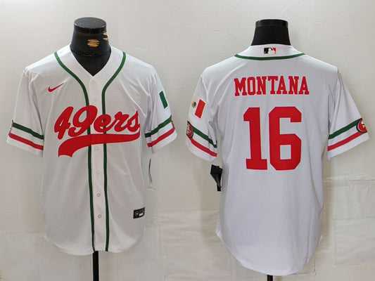 Men's San Francisco 49ers Joe Montana #16 White Replica Player Jersey1
