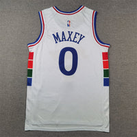 Men's Philadelphia 76ers Tyrese Maxey #0 White 2024/25 Swingman Player Jersey1 - City Edition