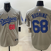 Men's Los Angeles Dodgers Jack Rushing #68 Gray Road Replica Player Jersey