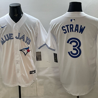 Men's Toronto Blue Jays Myles Straw #3 White Home Replica Player Jersey