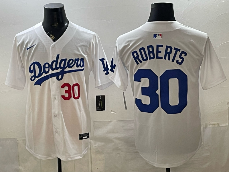 Men's Los Angeles Dodgers Dave Roberts #30 White Home Replica Player Jersey