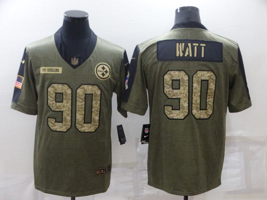 Men's Pittsburgh Steelers T.J. Watt #90 Brown Game Player Jersey1