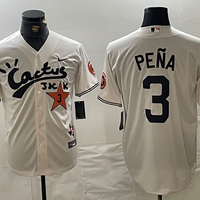 Men's Houston Astros Jeremy Pena #3 Cream Player Jersey1 Joint Edition