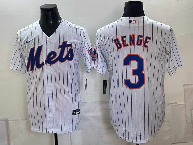Men's New York Mets Carson Benge #3 White Home Replica Jersey