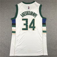 Men's Milwaukee Bucks Giannis Antetokounmpo #34 NBA White Player Jersey1