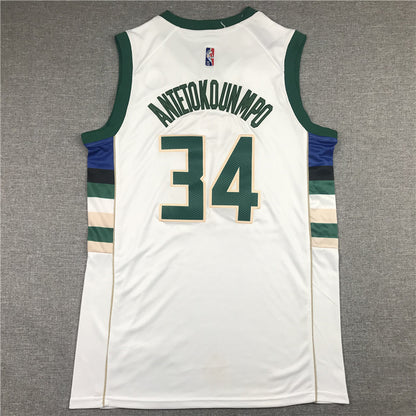 Men's Milwaukee Bucks Giannis Antetokounmpo #34 NBA White Player Jersey1