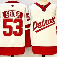 Men's Detroit Red Wings Moritz Seider #53 Fanatics White Player Game Jersey